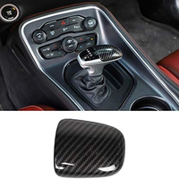 For Challenger Gear Shift Knob Cover Trim Accessories for Dodge Challenger Charger 2015 up (Carbon Fiber Grain)