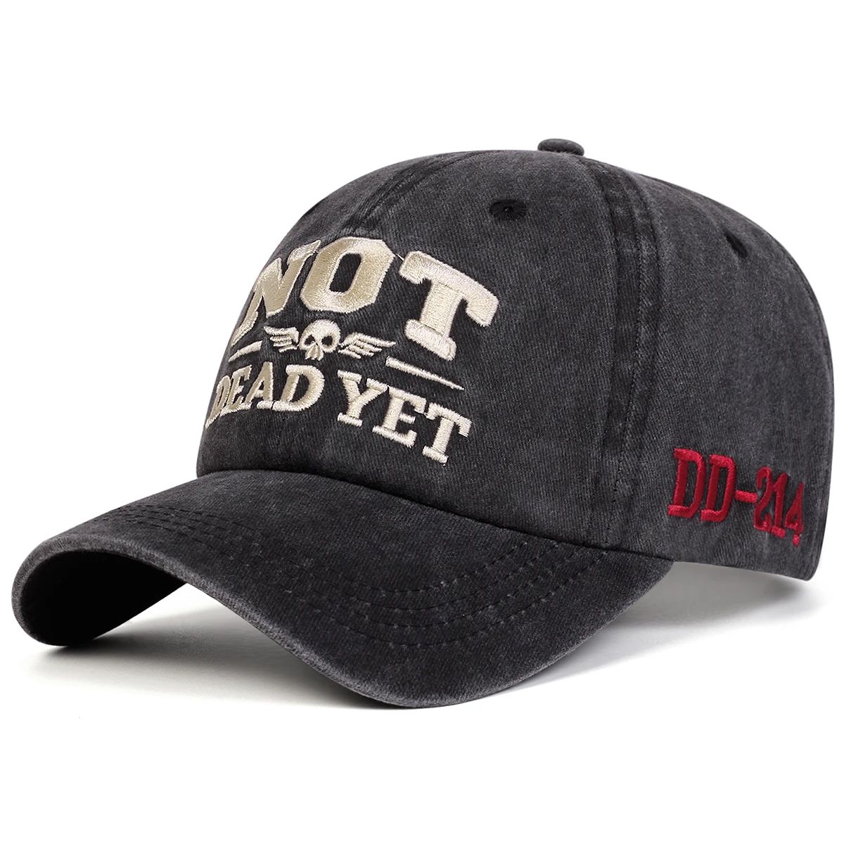 Unisex-Baseballkappen mit Stickerei „NOT DEAD YET“, für Frühling und Herbst, für den Außenbereich, verstellbar, lässige Hüte, Sonnenschutzhut, Sportkappe – Detail 2