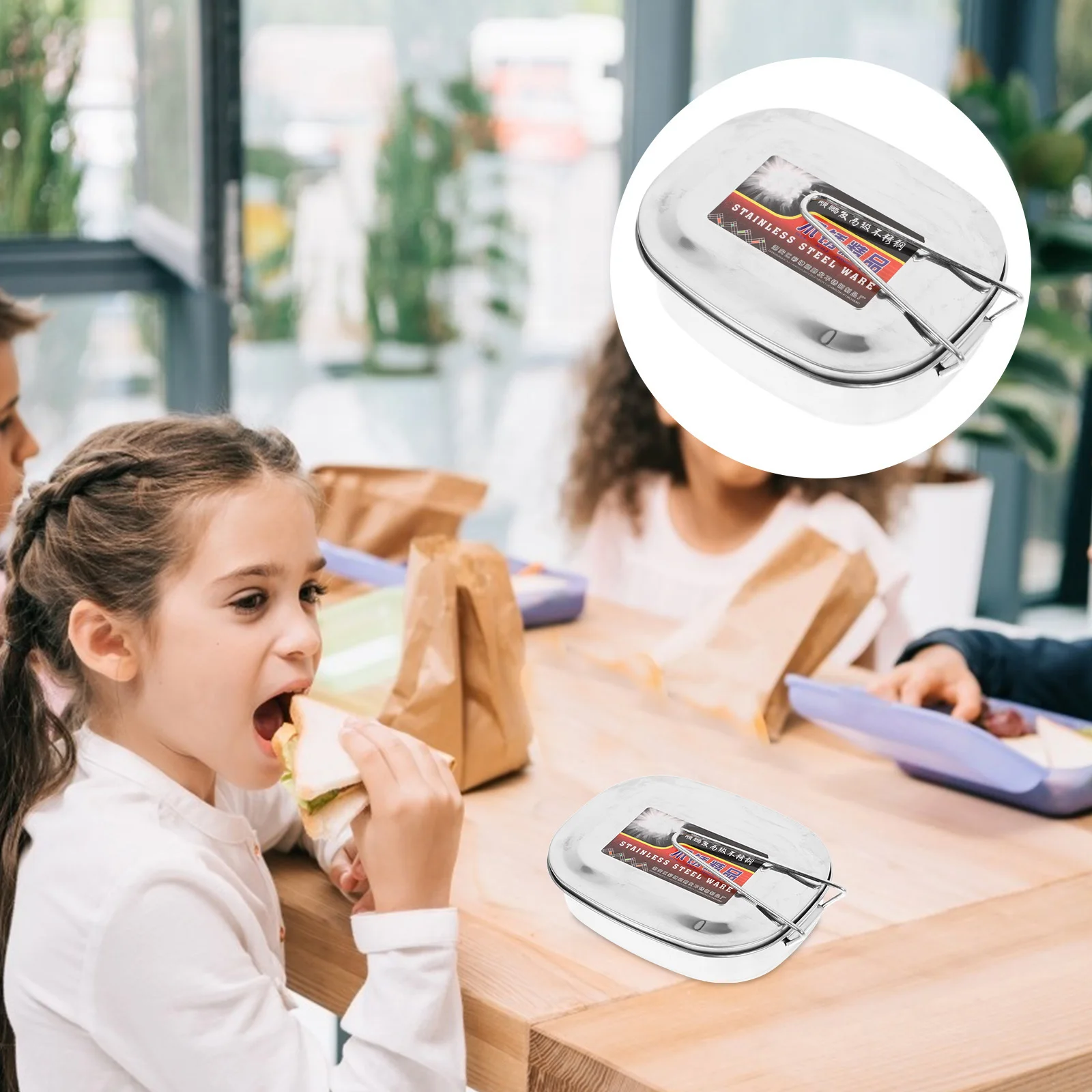 

Stainless Steel Lunch Box Single Layer Bento Box For Students Office Outdoor School Work Food Storage Container Reusable