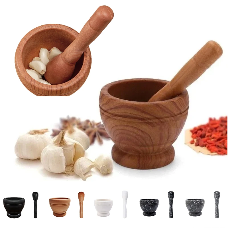 

Plastic Mortar Pestle Set Garlic Herb Spice Grinder Crusher Bowl PP Material Easy Clean Kitchen Restaurant Tool Manual Grinding
