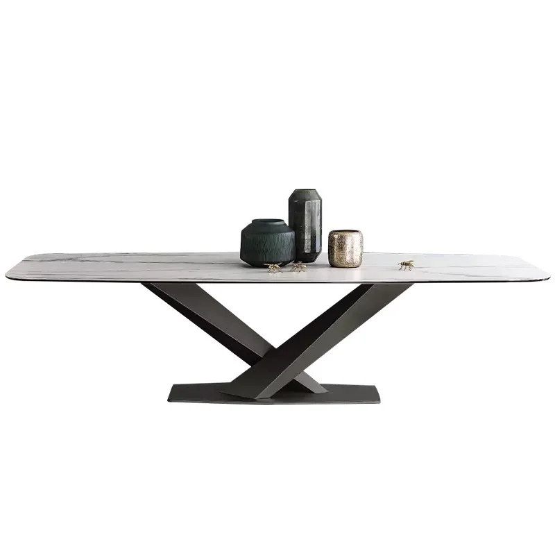 modern luxury dining table set household furniture rectangular marble eating table