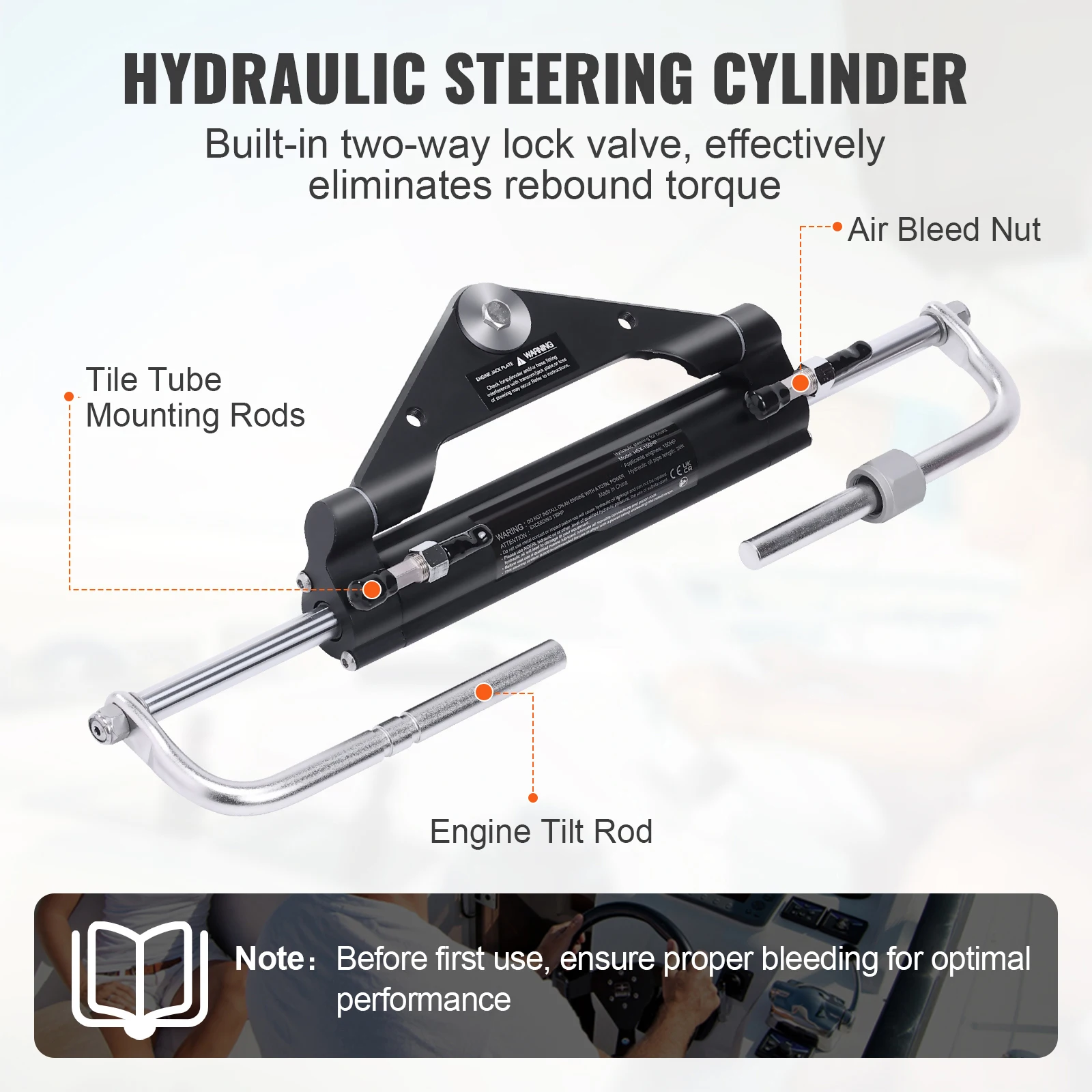 SucceBuy 150HP Hydraulic Outboard Steering Kit Boat Marine System, 20Ft Hose & Built-in Two-Way Lock Cylinder, Boat Accessories