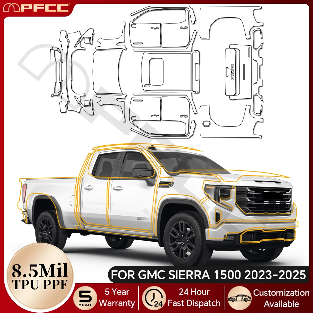 

For GMC Sierra 1500 2023-2025 TPU Anti-Scratch Paint Protection Film Car Clear Bra Pre-cut PPF Resistant Repairable Invisible