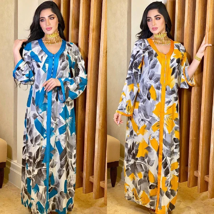 

Eid Muslim Party Dress for Women, Abaya Printing, Jalabiya, Morocco Dresses, Abayas Kaftan, Abaya Islam, Arab Long Robe