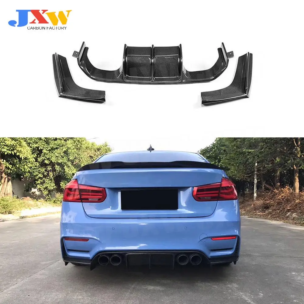 

3 PCS Carbon Fiber Rear Diffuser Lip Splitters for BMW 3 Serises F80 M3 4 Series F82 F83 M4 2014-2017 V Style Bumper Guard