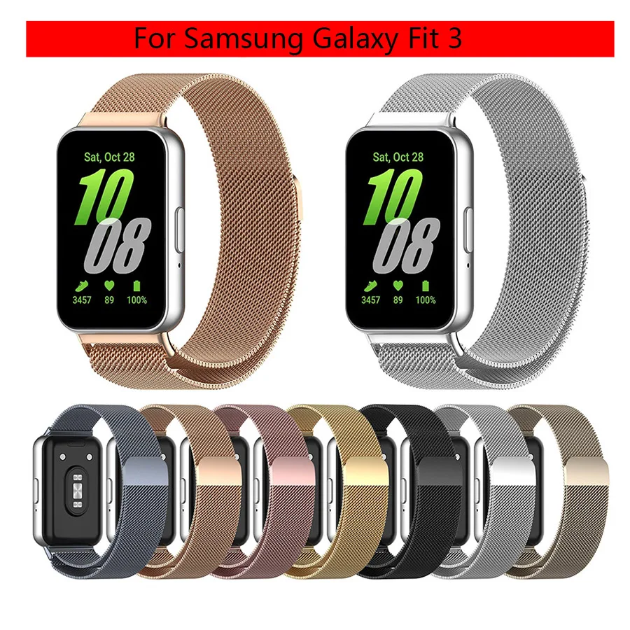 Correa para Samsung Galaxy Fit 3 Milanese Loop, pulsera de acero inoxidable, accesorios para Samsung Galaxy Fit3