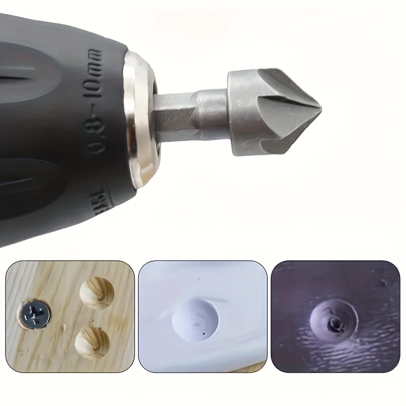 2pc 1/2 Hexagonal Shank Five Blade Countersunk Drill 12.5mm 5pc Woodworking Hole Opener Spot Facer Deburring Drill Bit Set