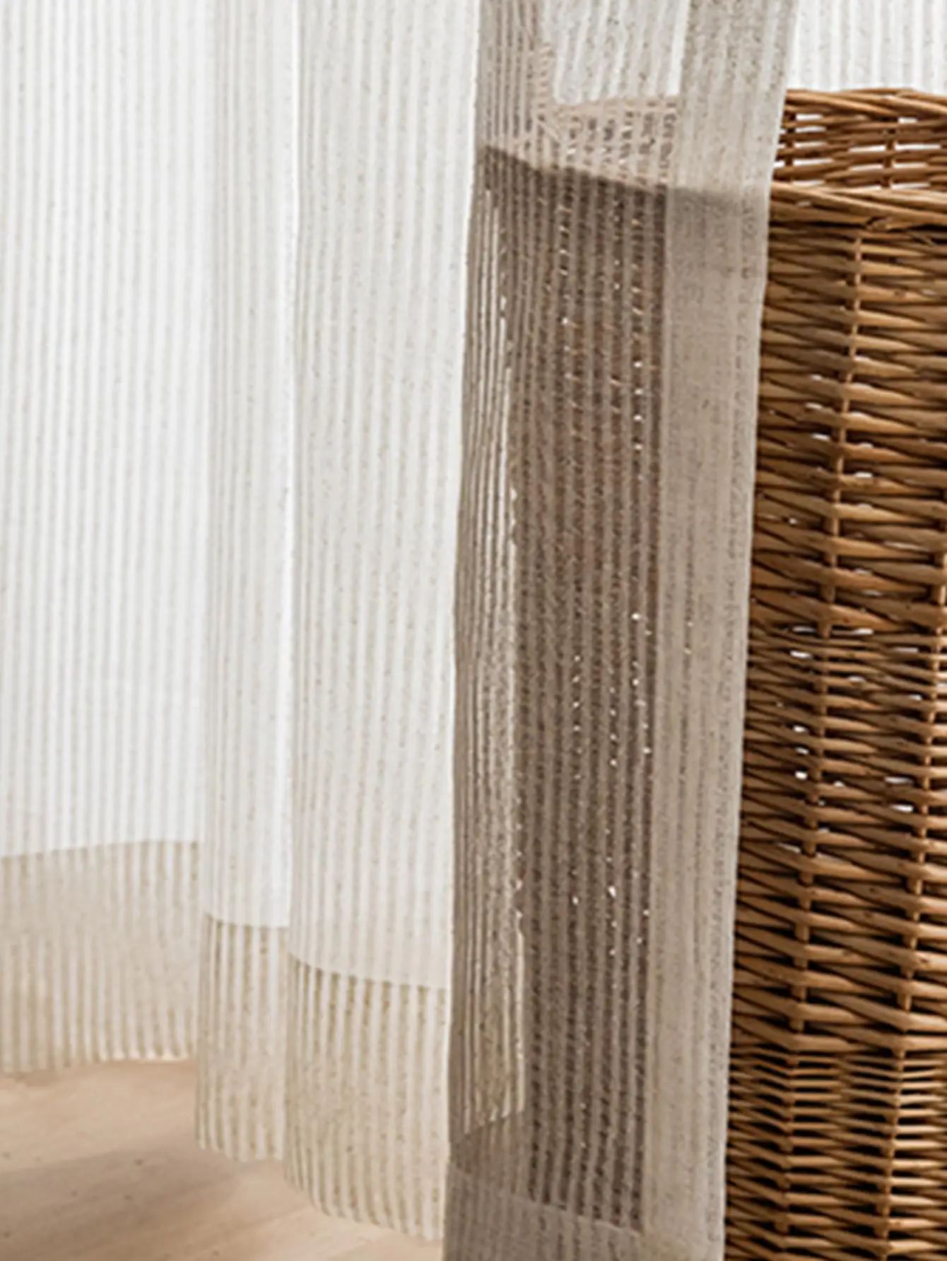 Japanese striped solid color linen minimalist linen gauze curtain