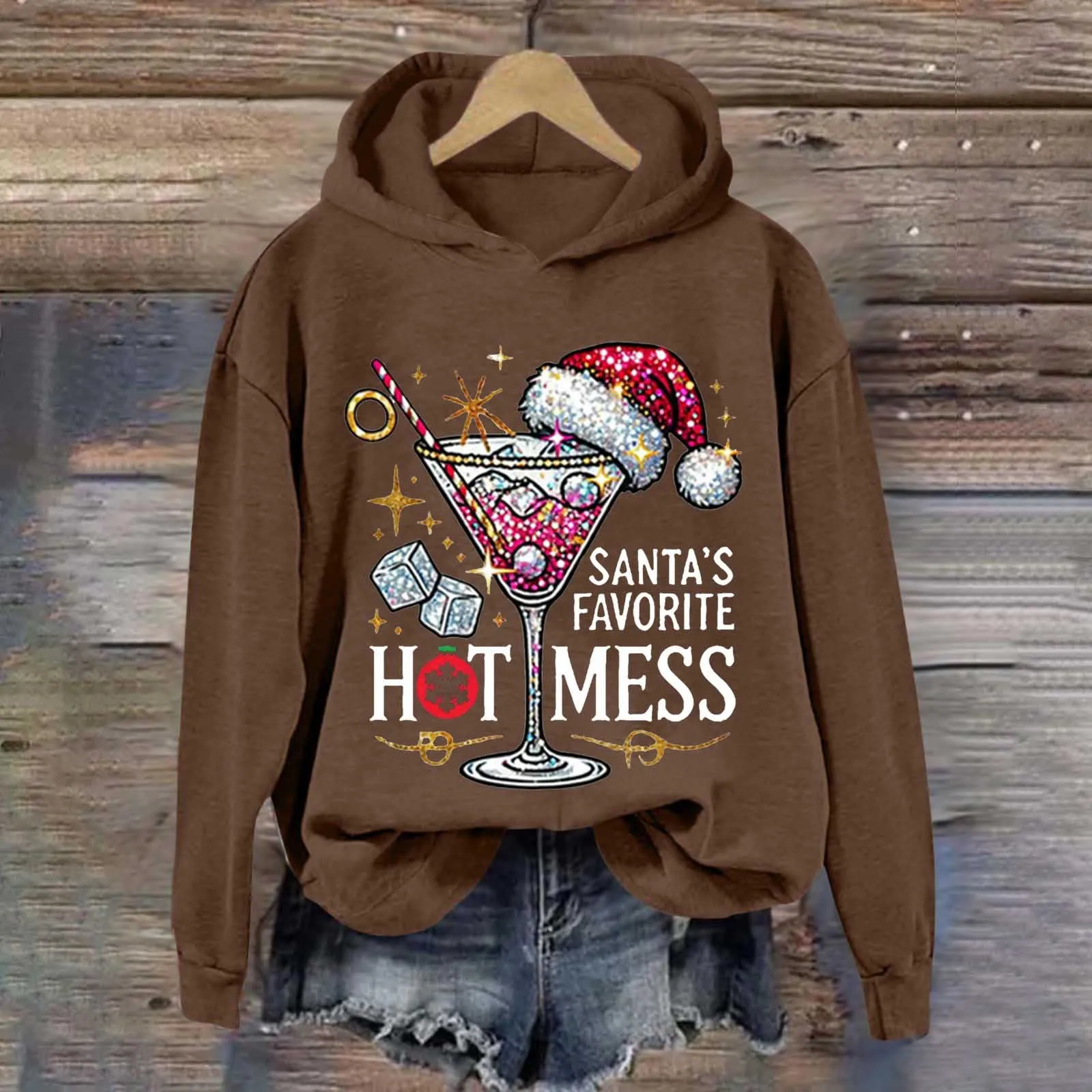 Merry Christmas Hoodie Holiday Season New Year's Eve Celebrations Parties Top Women Vintage Stylish Chic Outfit Sweatshirt 2025