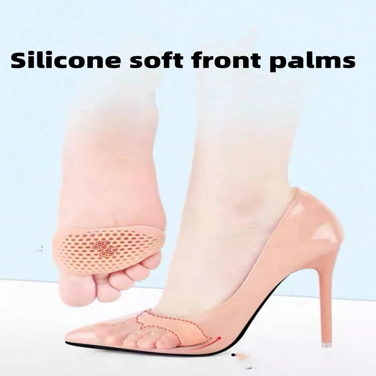 

1 Pair Silicon Gel Forefoot Pad For Women's High Heels, Anti-Slip And Anti-Wear Half Insole, Soft And Thick Foot Care Cushion Pa