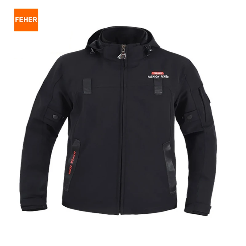 FEHER Motorradjacke für Herren, wasserdicht, warm halten, Winterjacke mit CE-Schutzausrüstung, geeignet zum Reiten, Wandern und Freizeit