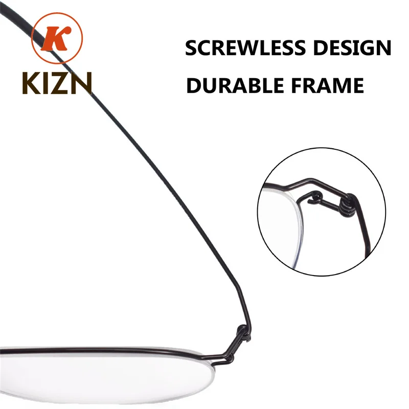 KIZNScrewless تصميم نظارات الموضة خفيفة للغاية Demark نظارات النساء التيتانيوم قصر النظر القراءة نظارات بعيد النظر الرجال #3