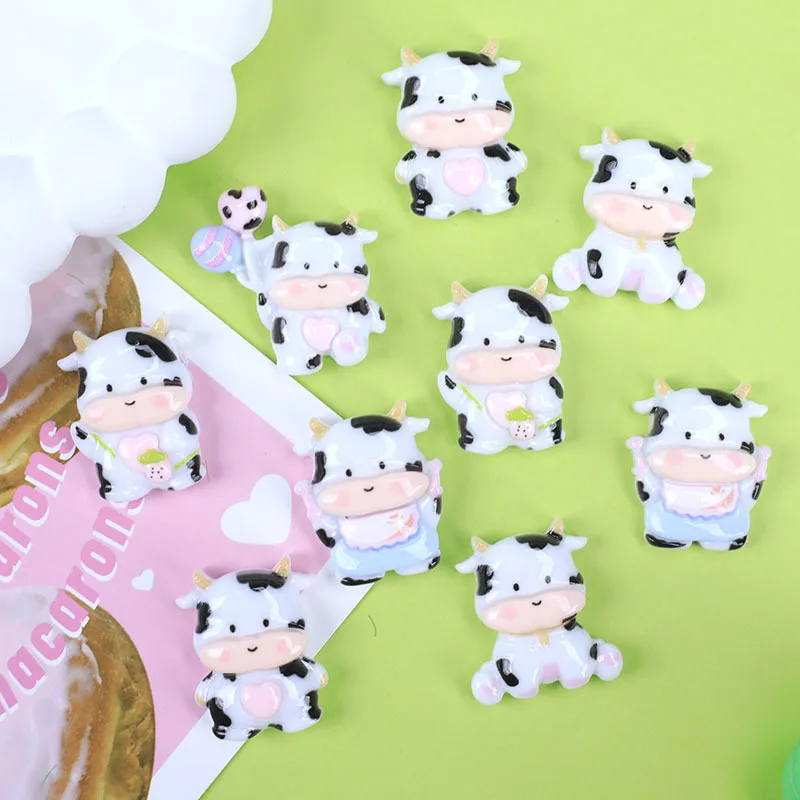 20Pcs Cartoon Cow Flat back Resin Cabochon Scrapbook Crafts DIY Jewelry Making Hair Bows Accessories Phone Case Decoration