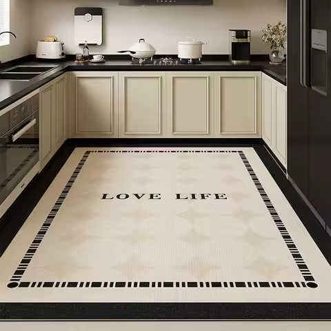 Luxury Minimalism Kitchen Floor Mat Waterproof Non-slip Rug Easy Clean Oilproof Stain-resistant PVC Leather Carpet Tapis Ковер