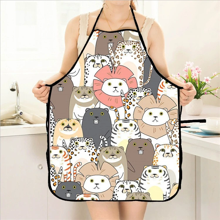 Cute Pet Theme Apron, Waterproof & Stain-Resistant, Sleeveless Apron for Kitchen, Restaurant & Farm Stay