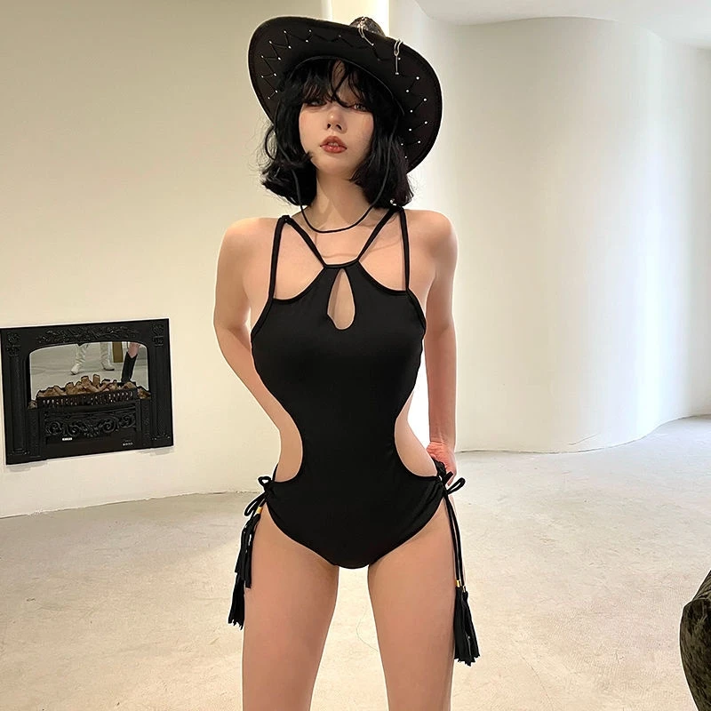 

Sexy One-Piece Swimsuit Women's Thermal Beach Swimming Ins Svel Bla with Chest Pad e Swimsuit Leisure Swimwear