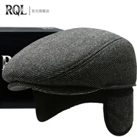 Men's Warm Hat Winter Beret Tweed Dad Hat Woolen Thickened Earflap Ear Protection Windproof Cold Proof Trucker Cap Fishing 2022