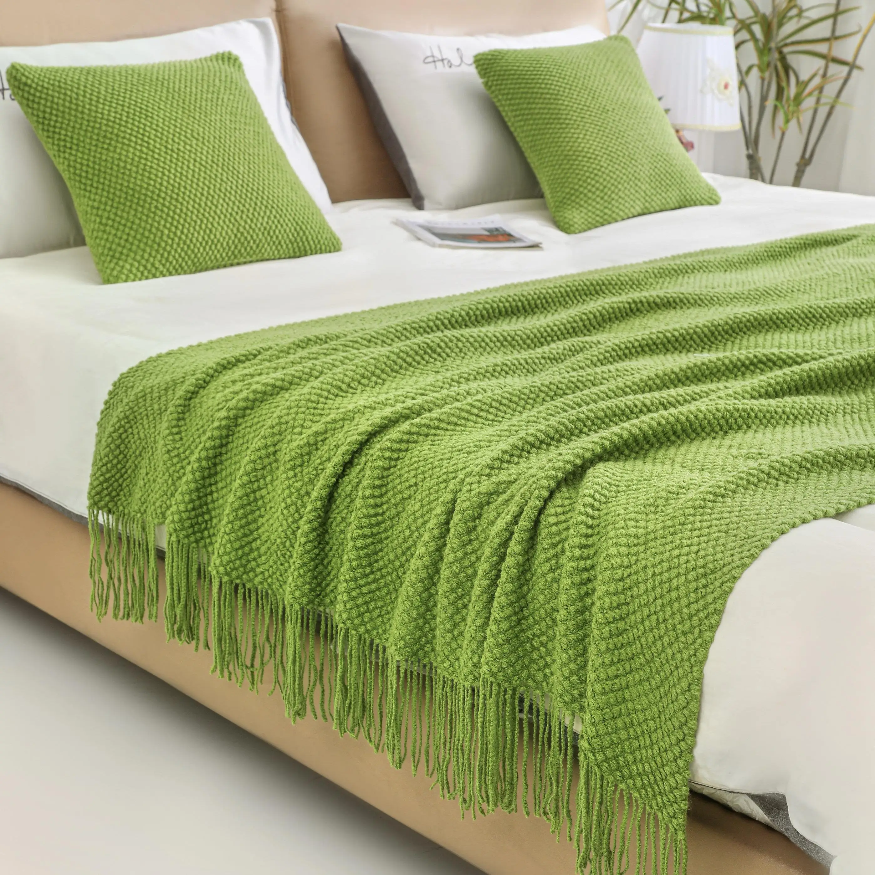 Ins Style Sofa Blanket Office Nap Blanket Shoulder Shawl Air Conditioner Cover Blanket Vacation Home Decor Bed Tassel Curtain