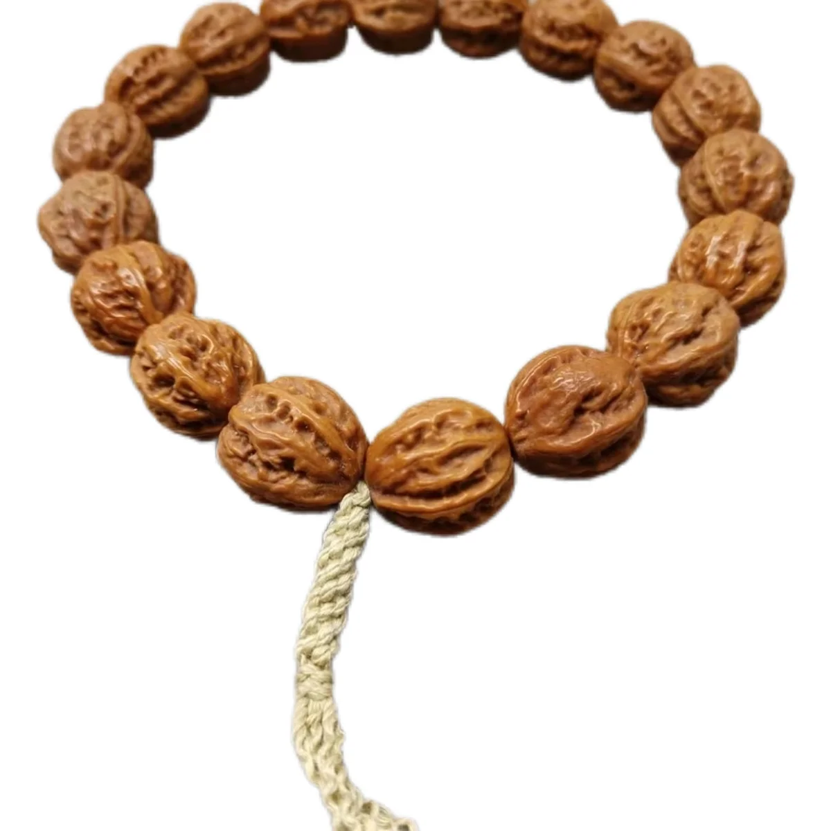 Traditional Chinese Style 18pcs 20mm Natural Jingba Ridge Walnut Beaded Bracelet Lucky Blessing Feng Shui Wealth Attracting Pray