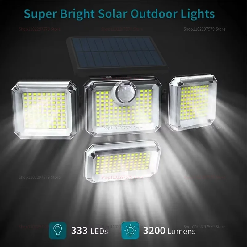 【セール中】ソーラー屋外ライト 122/333 LED 防水 IP65 ソーラー街路灯 3つの調整可能なモード付き 庭、パティオ、庭に最適