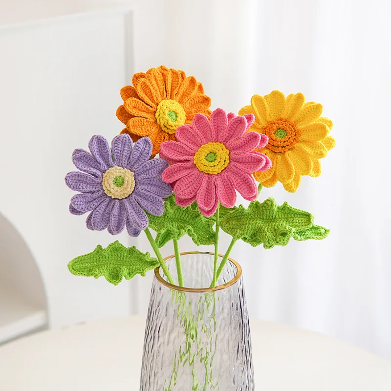 

2023 New Hand-woven Gerbera Sun Single Finished Flower Bouquet Creative Holiday Gifts for Friends and Relatives