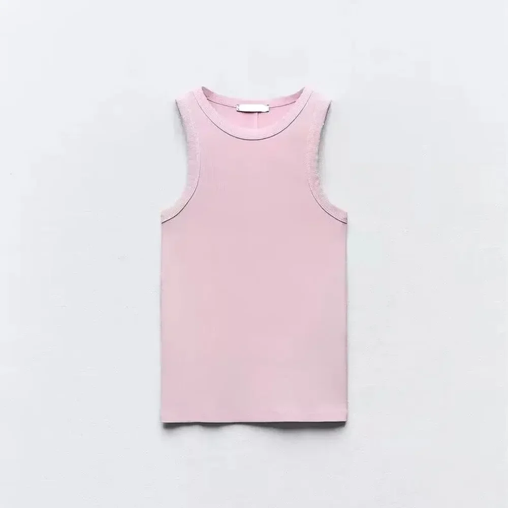 2025 Fashion New Water Wash Rib Simple Retro Workwear Women's Tank Top
