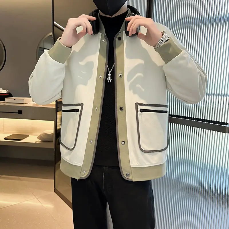 

Мужская японская бейсбольная куртка в стиле ретро, свободная посадка с воротником-стойкой, повседневная осенняя верхняя одежда, стильная оверсайз