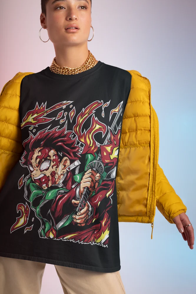 Tanjiro Demon Slayer T-shirt Kimetsu No Yaiba Horror Anime Nezuko Shirt All Size