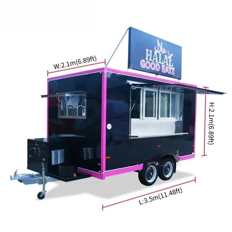 2025 Heavy Duty Square Food Truck Trailer Custom Built for USA Pizza Hot Dog Taco BBQ with Full Equipment
