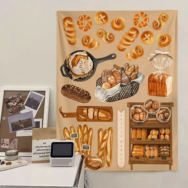 VIKAMA VIKAMA Gourmet Bread Tapestry Retro Toast Cheese Wall Hanging Warm Ins Style Kitchen Polyester Backdrop - Aliexpress Deal