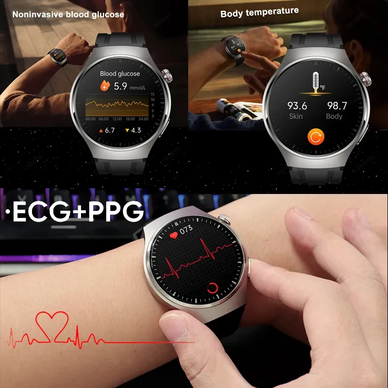 For Android IOS Health Monitor Smart Watch Men\'s Heart Rate ECG+PPG AMOLED 466*466 HD Screen Bluetooth Call Smart Watch 2023 New