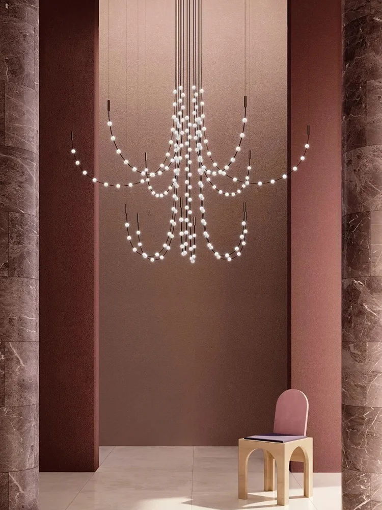 Itália design moderno e minimalista grande eletrodomésticos luxo texturizado luzes pingente lustres led diy lâmpadas reguláveis para cuidados com as escadas