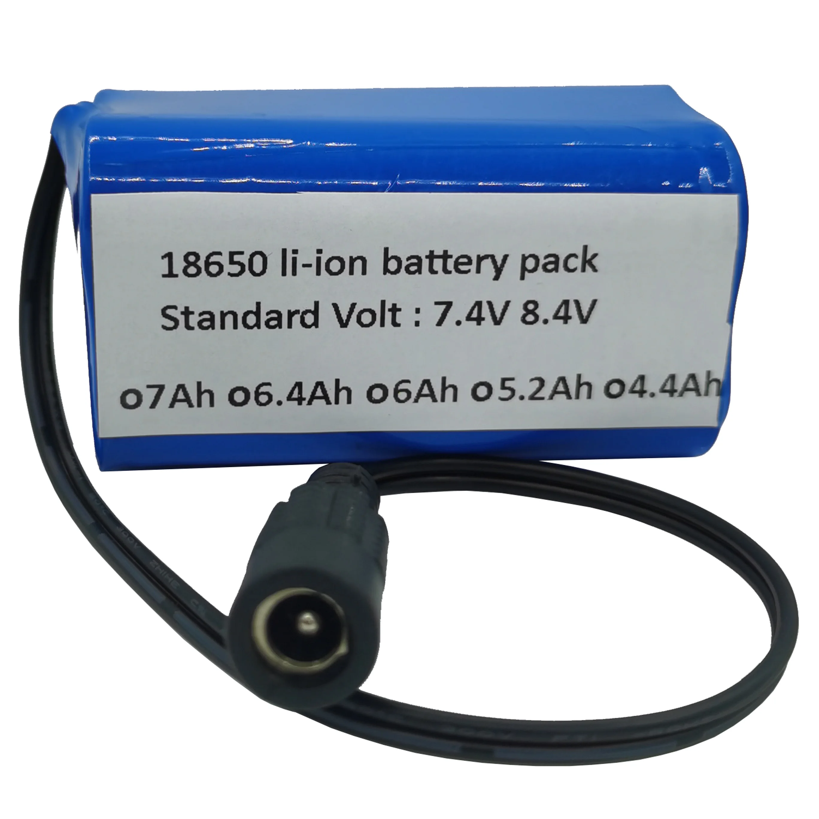 7.4V 8.4V 7Ah 6.4Ah 6Ah 5.2Ah 4.4Ah 18650 Li-ion Rechargeable Battery Pack 2S 2P For Electric Equipment Under 60W Brand DC Plug