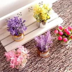 1:12 Mini Potted Plant Flowers Pot Doll House Miniature Fairy Garden Ornament DollHouse Decor Bonsai Model Kids Play Toy