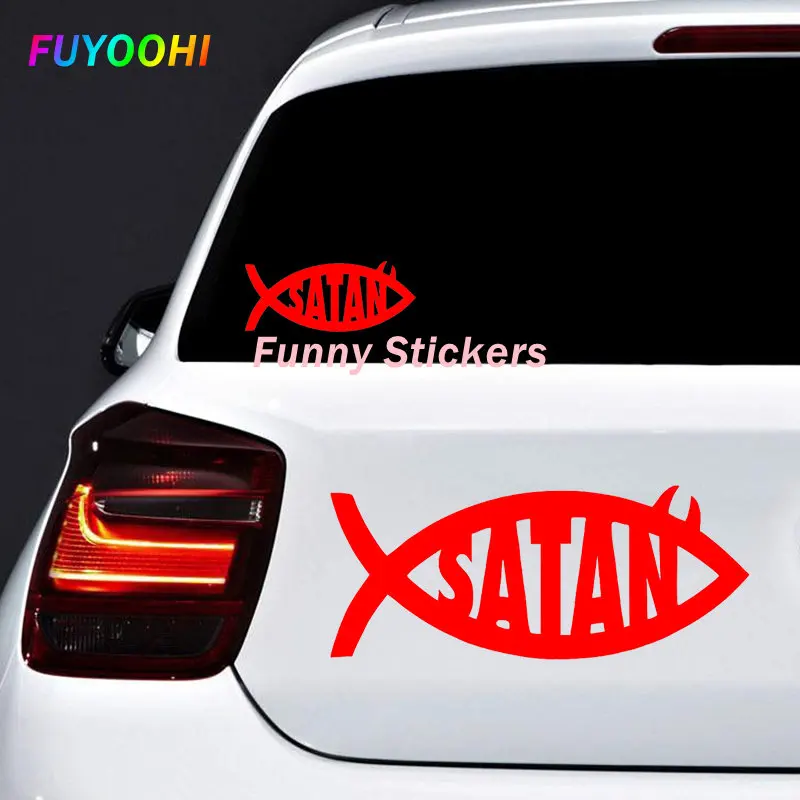 FUYOOHI Funny Stickers Customizable Satan Fish Animal Vinyl Car Styling Motorcycle Stickers Decals Fashion Decor PVC Decals