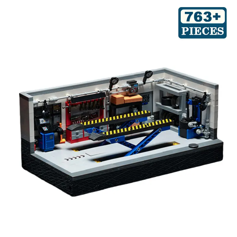 

Строительные блоки Магазин ремонта автомобилей для 1, 24, кирпичная модель автомобиля, украшение для рабочего стола, автомагазин, строительные игрушки, подарки для мальчиков, детей и взрослых