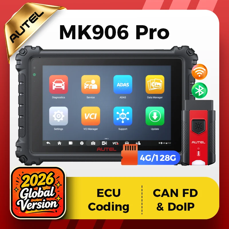 Autel Diagnose-Scanner MaxiCOM MK906Pro OBD2-Gerät Bidirektionale Steuerung Vollsystem-Kfz-Diagnosewerkzeug CAN FD/DOIP