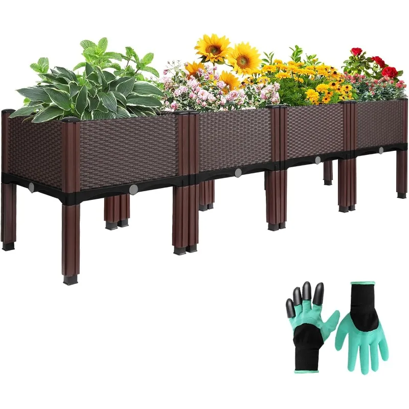 

Raised Garden Beds Elevated Plastic Planter Box with Drainage Plugs Perfect for Vegetables Flowers Herbs Growing Outdoor