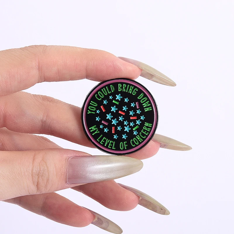Alternative Pop Rock Band Enamel Pins You Could Bring Down My Level Of Concern Skeleton Alien Brooches Lapel Badge Jewelry Gift
