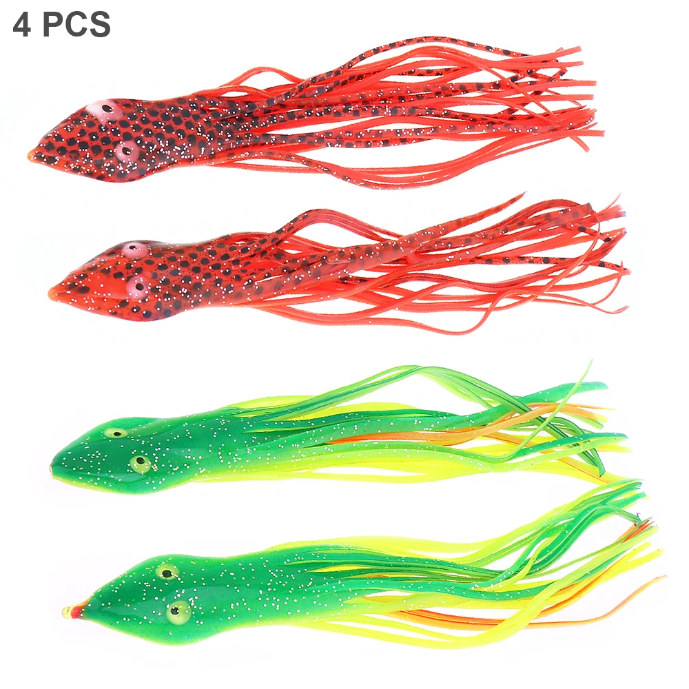 

4pcs/set 15cm Snake Head Simulate Octopus Soft Bait Silicone Skirts Bass Squid Fishing Lure