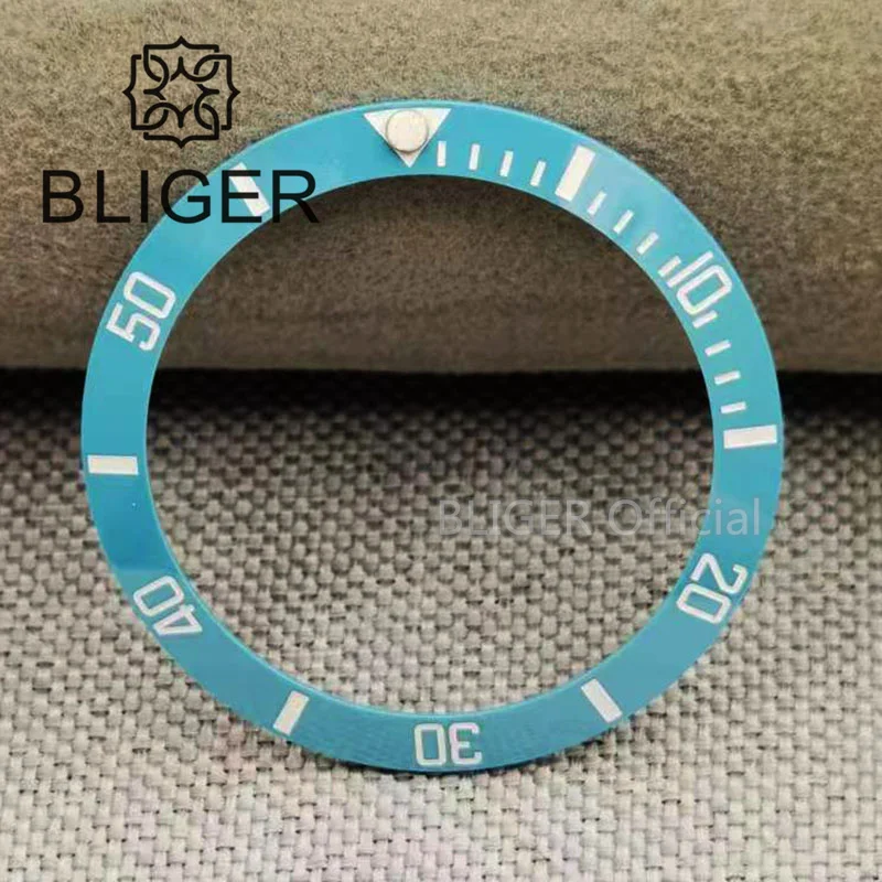 BLIGER New 30.5*38mm Watch Bezel Insert Sky Blue Ceramic Material Fit 40mm Watch Case Replacement Watch Accessories