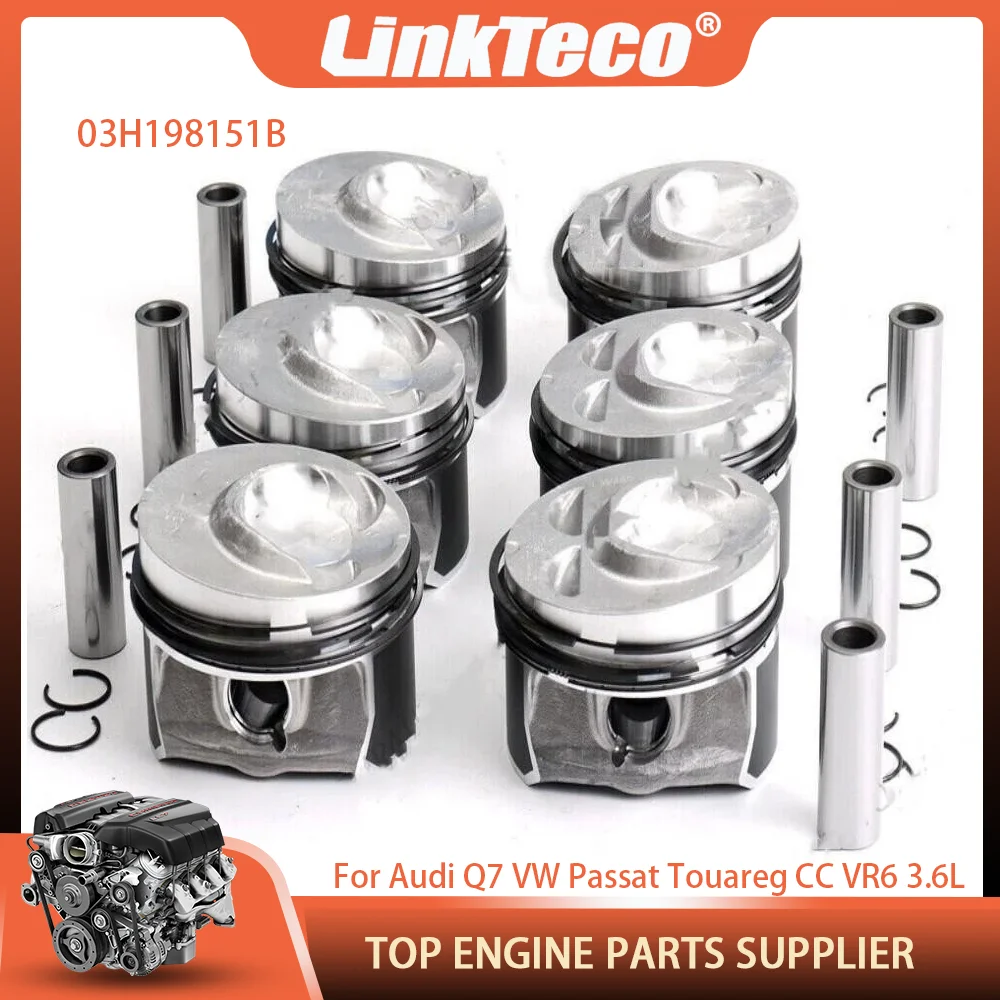 

6x Pistons With Rings Set Fit 3.6 L GAS For 2006-2017 Audi Q7 VW Passat Touareg CC VR6 3.6L Engine 03H198151B 03H 198 151 D