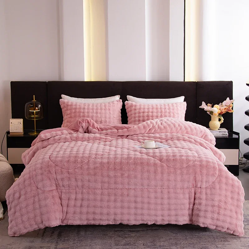 2025 new solid color winter thickened warm rabbit velvet milk velvet quilt, four seasons available quilt, without pillowcase