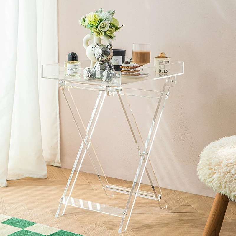 Folding table, transparent coffee table, stackable edge of household sofa
