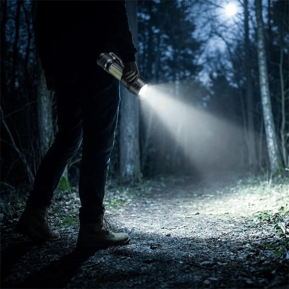 USB Rechargeable Mini LED Flashlight Adjustable Focus Portable Pocket Flashlight Three Modes Long Lasting Camping Flashlight