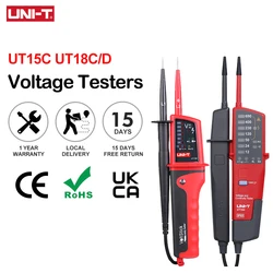 Probadores de voltaje UNI-T UT18C UT18D UT15C Detector de voltaje de continuidad de secuencia de fase pantalla LCD rango automático medidor impermeable IP65