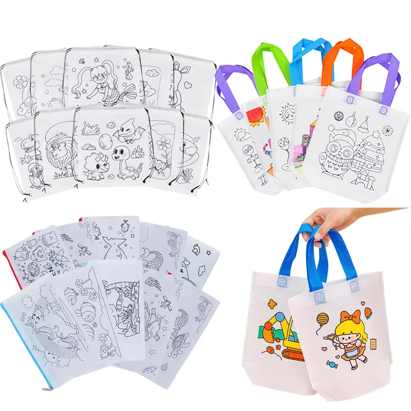 5 teile/satz Kinder Graffiti Tasche Zeichnung Spielzeug Frühe Bildung Pädagogisches Puzzle Spielzeug eltern-kind-Interaktion Lagerung Tasche TMZ