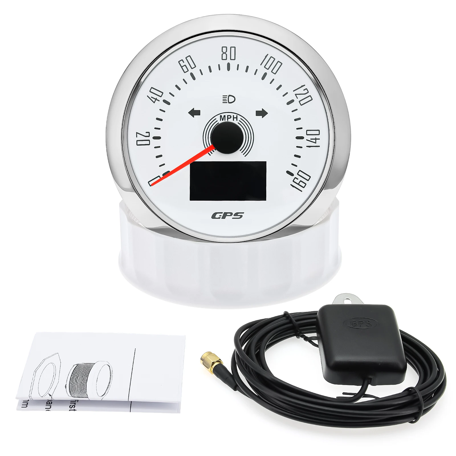 85Mm Digitale Gps Snelheidsmeter 0-160Mph 0-200kmh Snelheidsmeter Met Gps Antenne Voor Auto Marine Boot 7 Kleur Backlight Snelheidsmeter