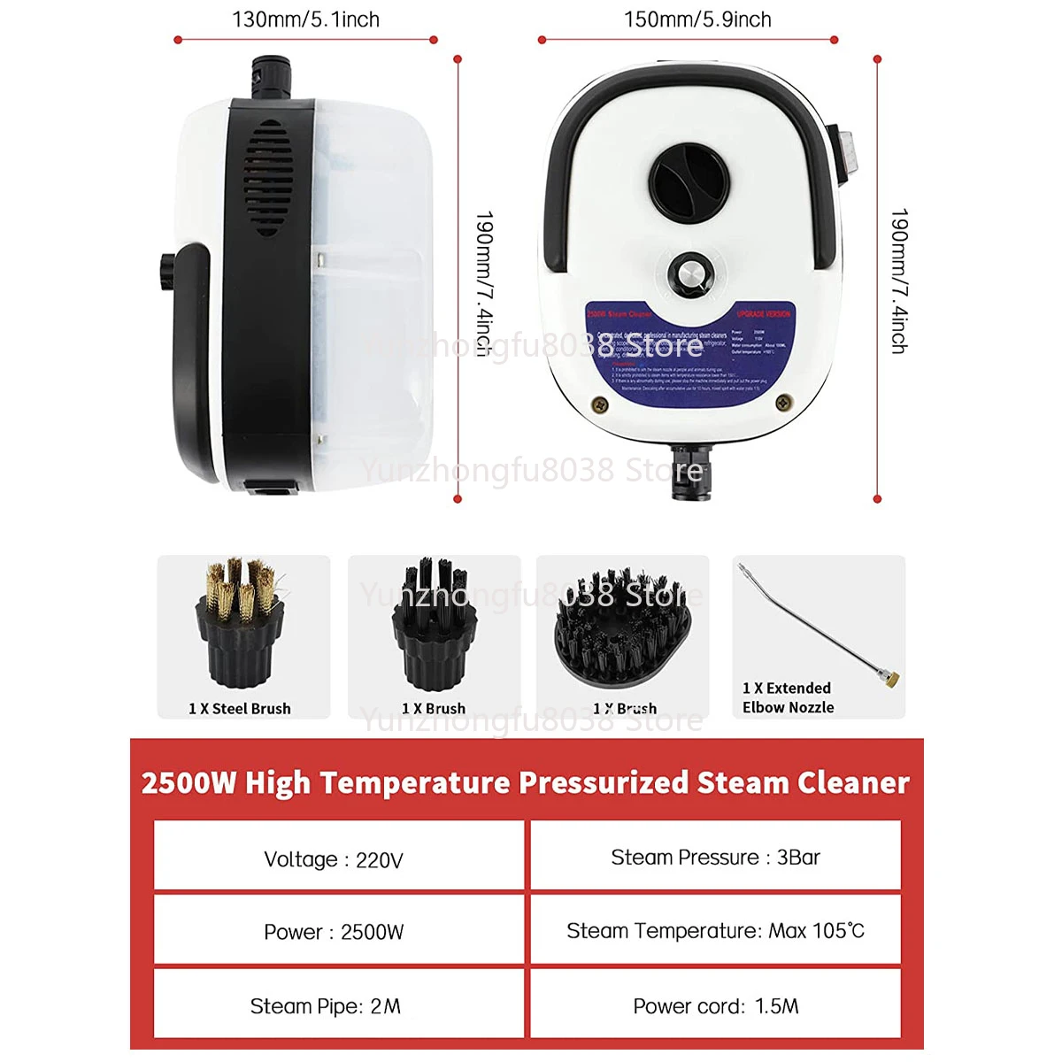 

2500W 110V 220V High Pressure And Temperature Handhled Steam Cleaner For Air Conditioner Kitchen Hood Car Steaming Cleaner