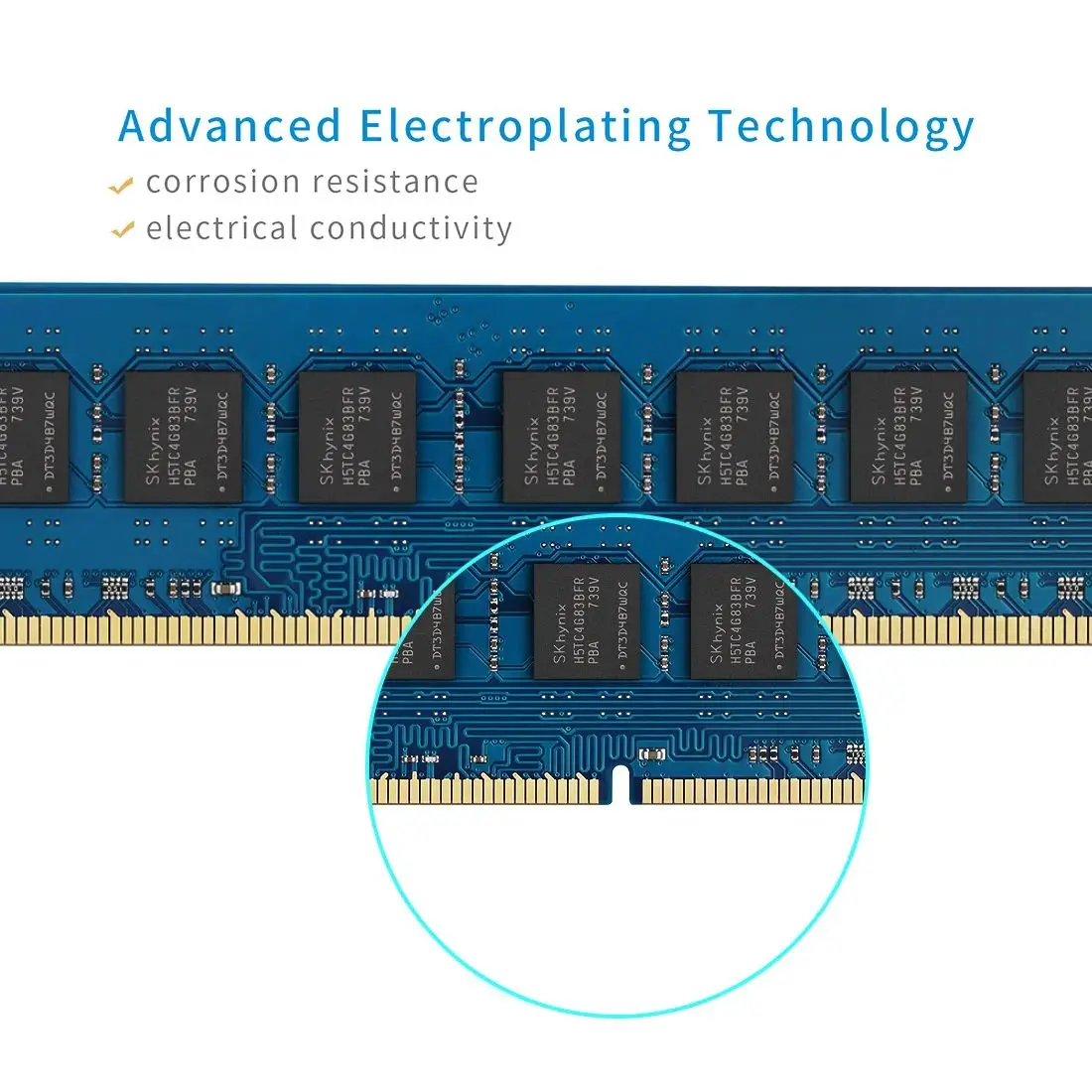 TECMIYO DDR3 DDR3L 4GB 8GB 1600MHz DIMM Pamięć stacjonarna RAM 1.35V/1.5V PC3/PC3L-12800U PC3-10600U PC3-8500U Non-ECC -1PC Niebieski